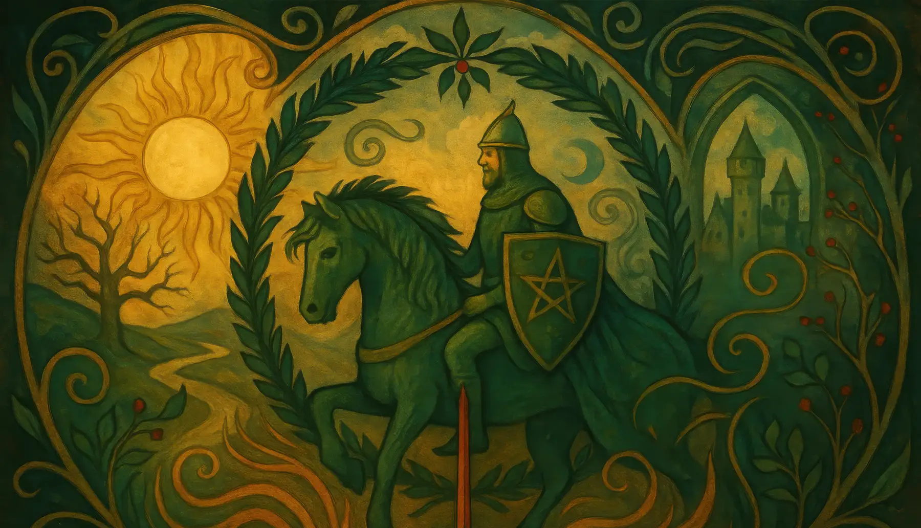 The Green Knight in Arthurian legend and medieval romance.